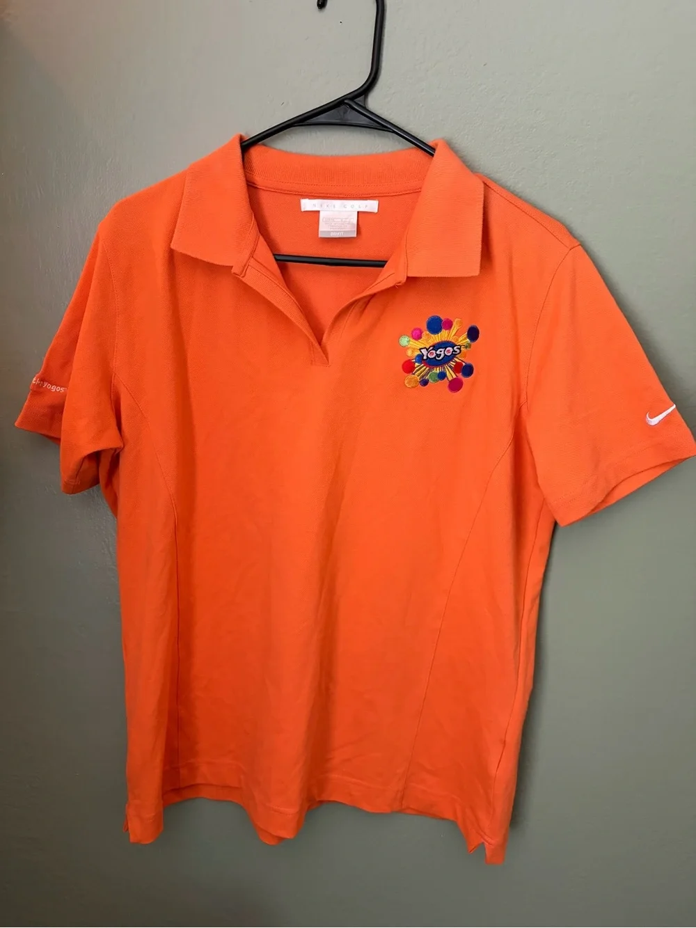 Nike Golf Dri-Fit Orange Polo Shirt Yogos Embroidered Logo Size Women's Large